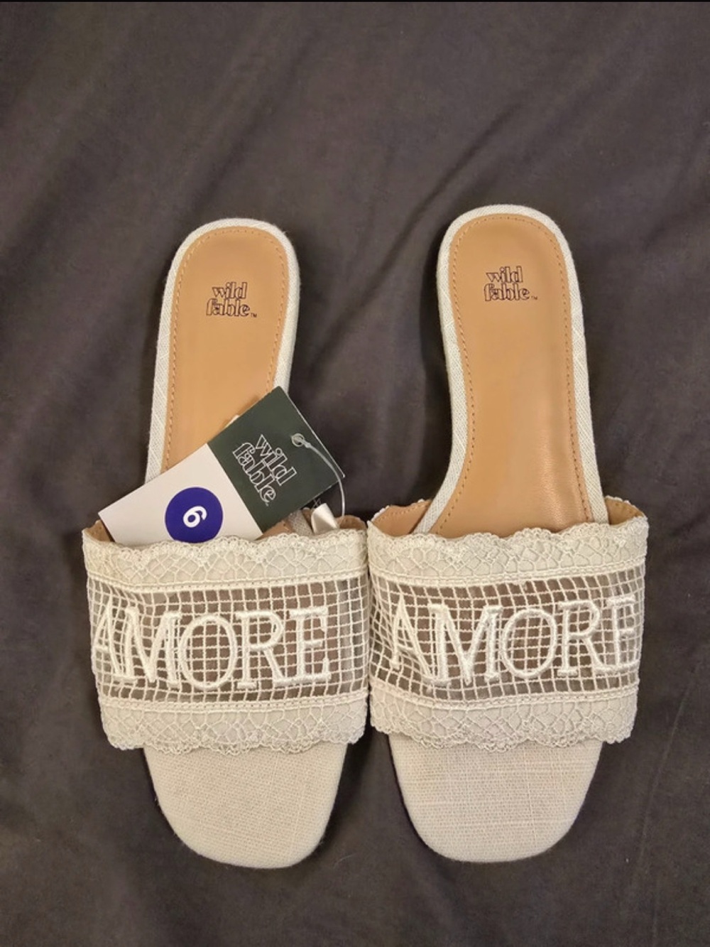 Able Cream Lace Slide Mules